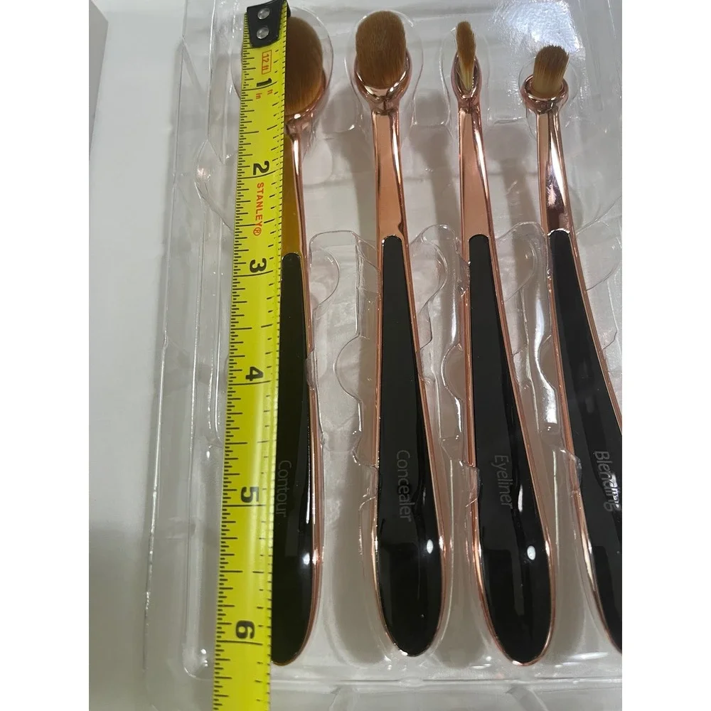 MEYSHAR SHOW 4-piece Oval Makeup Brush Set Rose Gold Black Design New